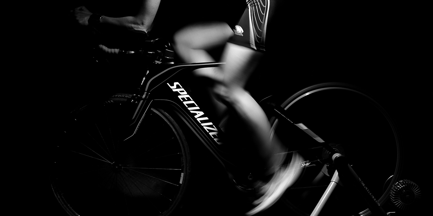 Ciclista con rodillo